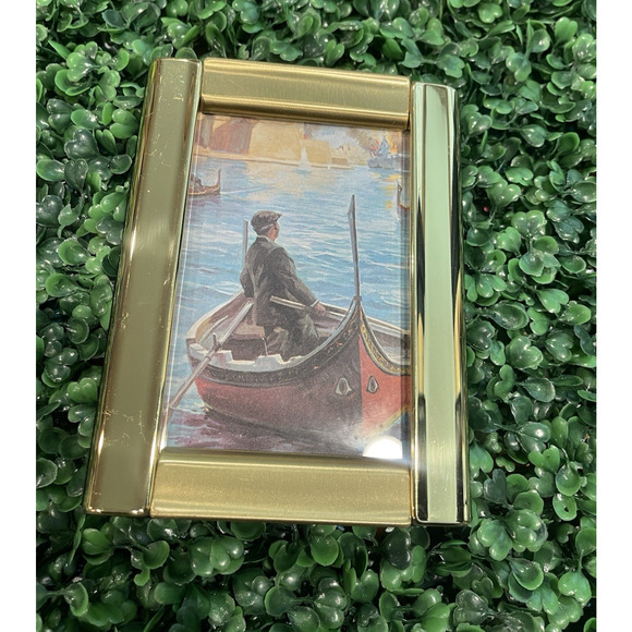 Gold Monochrome Picture Frame Two Tone Holds 3.5x5 Picture Console Table Decor - Picture 6 of 9